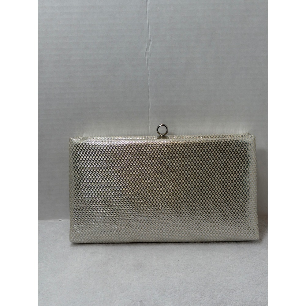 After‎ Five Clutch Bag Women Small Silver Metallic Mesh Vintage Evening Handbag
